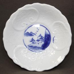 山水図陽刻小皿　/2126