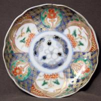 松竹梅図赤絵染付小皿　/2127