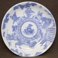 船に唐子図印判小皿　/2128