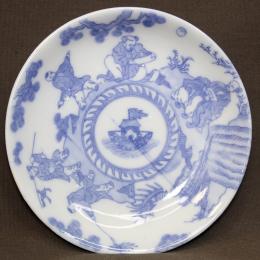 船に唐子図印判小皿　/2128