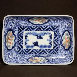 蛸唐草図染付変形皿　/551