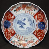 椿図赤絵染付小皿　/2137