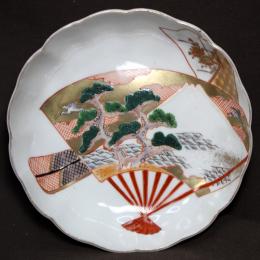 扇子図染付なます皿　/753
