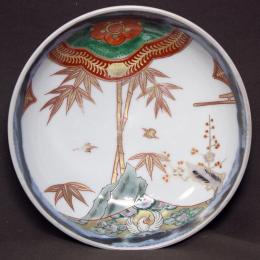 鶴に竹梅図染付なます皿　/755