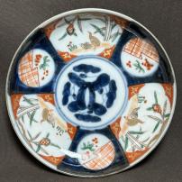 鳥図赤絵染付小皿　/1865